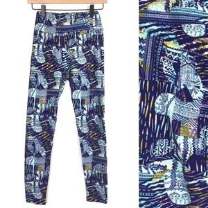 LULAROE Leggings Aztec Tribal Southwestern Boho OS One Size Purple Blue White